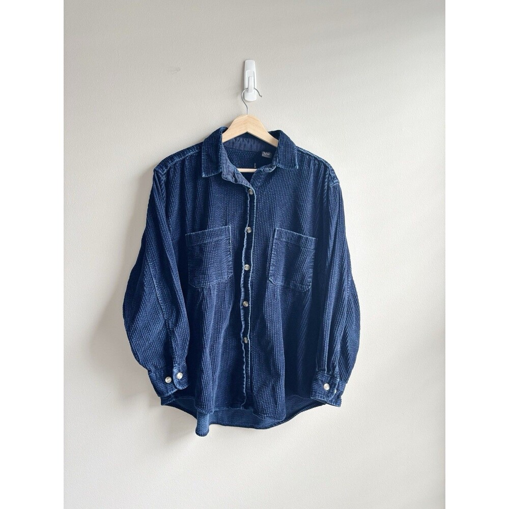 Vintage Navy Blue Cotton Corduroy Shacket Size Medium